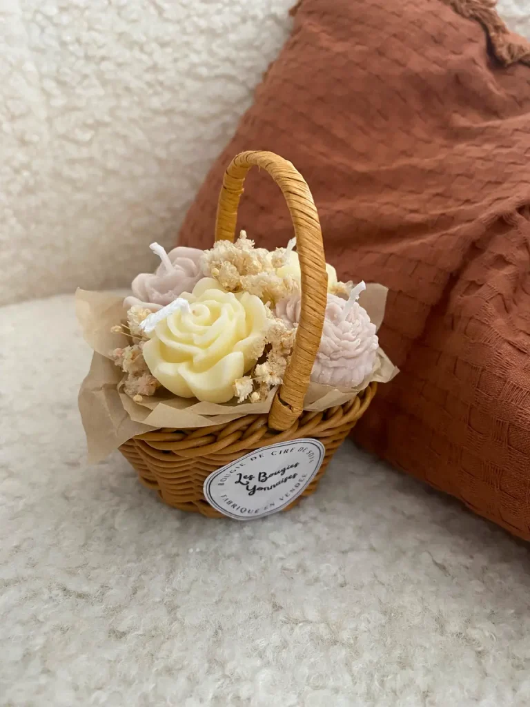 BOUQUETS DE BOUGIES panier perle fleur de tiare
