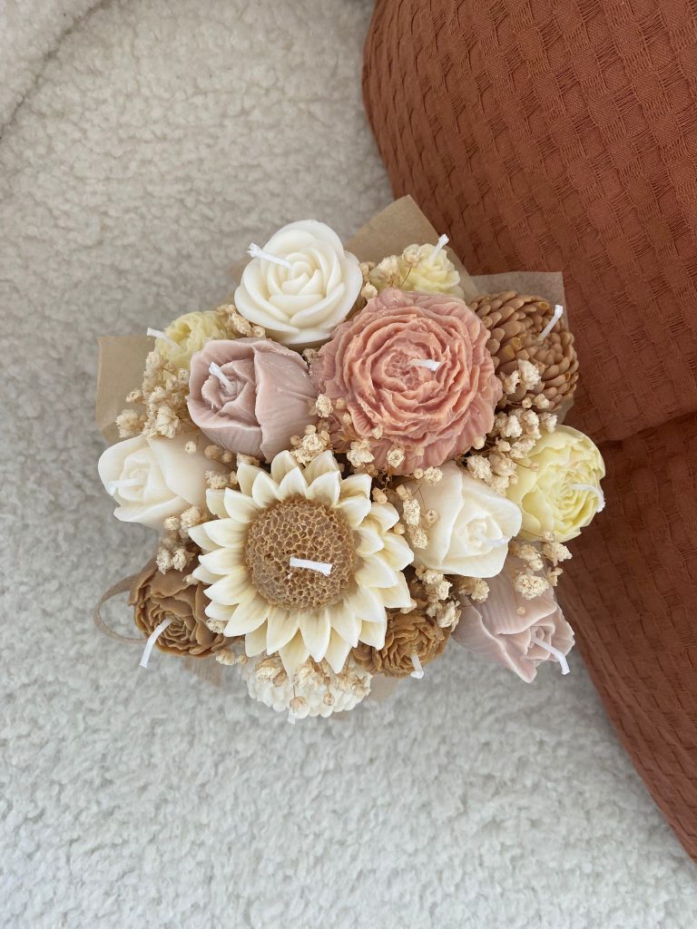 BOUQUETS DE BOUGIES bouquet eternel bougies parfum pomme amour beige ivoire
