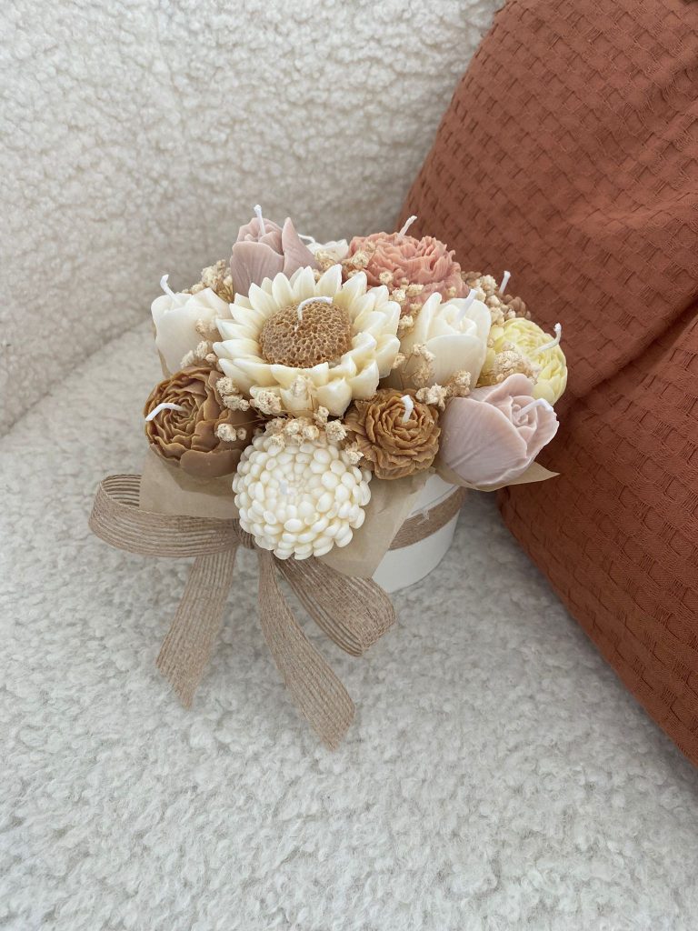 BOUQUETS DE BOUGIES bouquet eternel bougies parfum pomme amour beige ivoire2