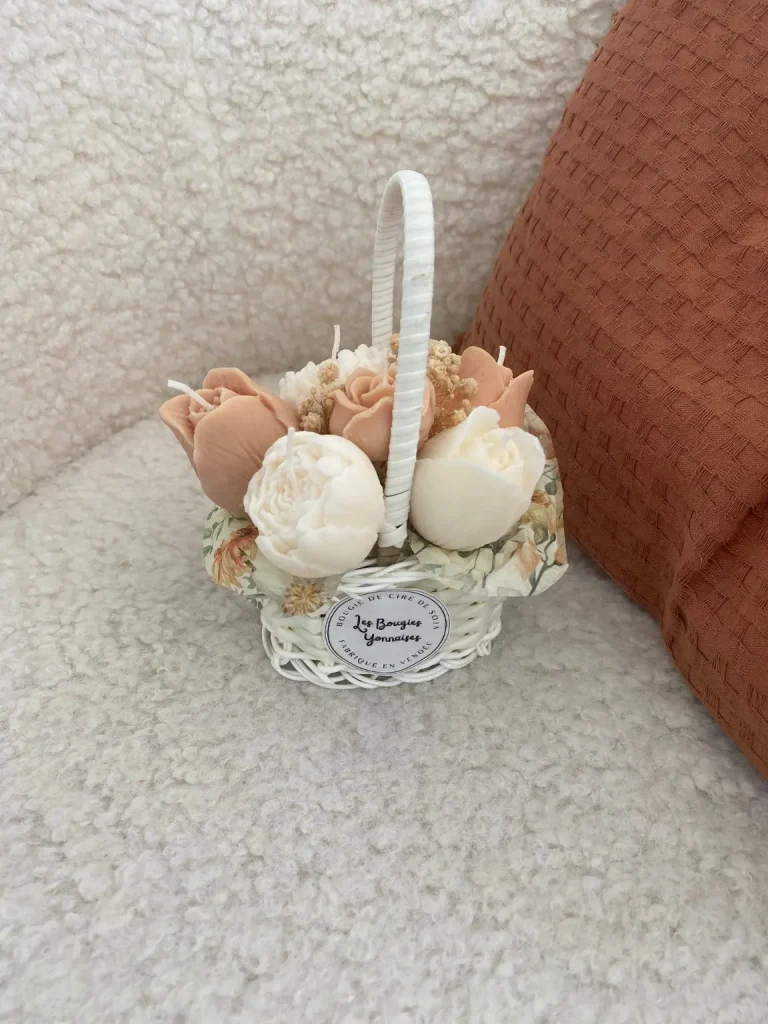 BOUQUETS DE BOUGIES bouquet satin bougies vanille des iles peche blan1