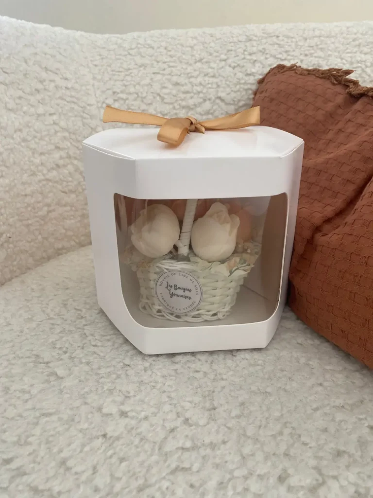 BOUQUETS DE BOUGIES bouquet satin bougies vanille des iles peche blan2